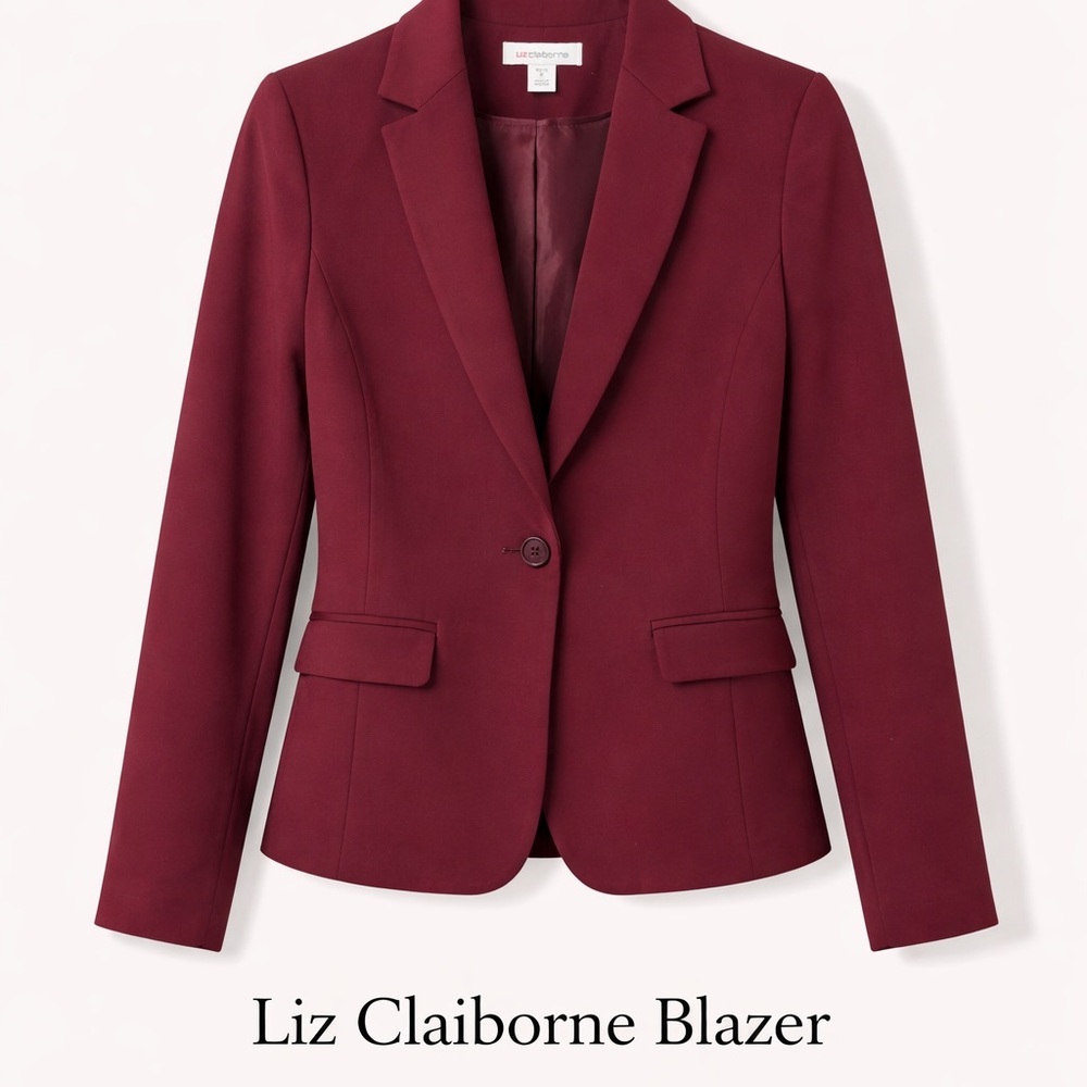 Liz Claiborne Maroon Blazer Size 2 NWT Single Button Tailored Jacket